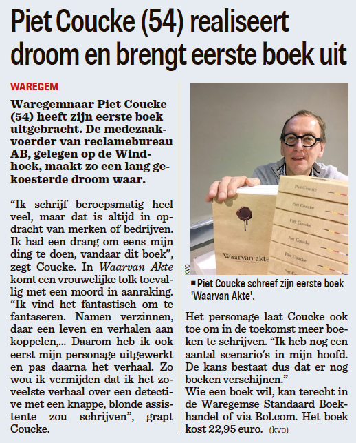 Persartikel Waarvan akte Piet Coucke Het Nieuwsblad